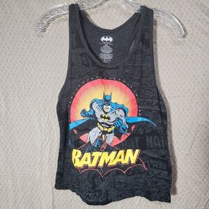 DC Comics Black/Gray Batman Logo Tank Top Women's Small Used